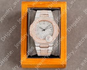 luxury watch R Full set of diamond steel belt beads type automatic machine movement sapphire glass mirror mm Mens Watches