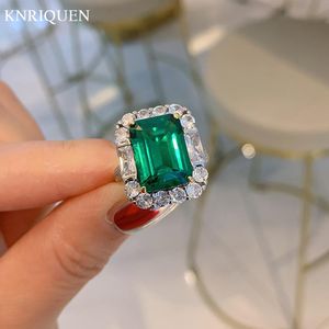 Klaster pierścienie Trend Sterling Silver Dla Kobiet Vintage mm Aquamarine Ruby Emerald Party Wedding Bands Fine Jewelry Prezent
