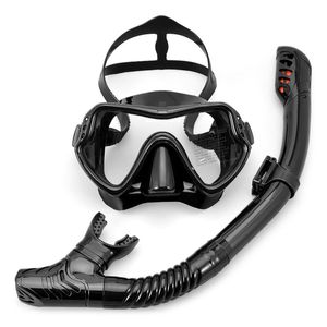 ücretsiz ekipman toptan satış-Dalış Maskeleri Profesyonel Silikon Scuba Dalış Maskesi Solunum Tüpü Snorkel Snorkel Tam Yüz Ücretsiz Gözlük Yetişkin Kuru Dişli için