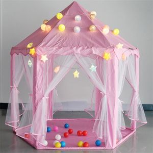 DHL Baby Shelters Dzieci Kryty Tiul Sześciokątny Dekoracje Księżniczka Placess Play Namiot Dollhouse Różowy Niebieski Kolory