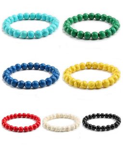 Beaded Strands Jewelryhigh Quality Blue White Green Red Natural Turquoises Stone Bracelet Homme Femme Charms Mm Men Strand Beads Yoga Brac