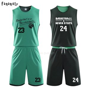 Reversible Basketball Jerseys set Double side Uniforms Sports Clothes Jerseys Kids Customized shirts with Basketball shorts Men