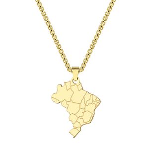 Pendant Necklaces Kinitial Fashion Brazil Map Men Women Charm Stainless Steel Country Choker Geometric Jewelry Gift