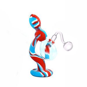 ultra cheap alien water pipe hookah silicone bongs dab rig smoking hookahs pipes bong Vertical stripes shape oil rigs use for dry herb