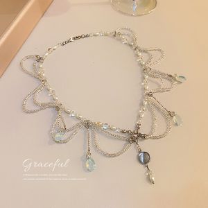 Chain Women Pendants Hanfu Design a Two Wear Pearl Tassel Hair Necklace Small Fresh and Versatile Temperament Necklace