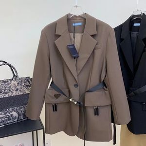 Damski garnitur płaszcz jesień zima designerskie kurtki mody dopasowanie trójkąt wiodący list najwyższy średni i długie garnitury wysokiej jakości rozmiar S-L