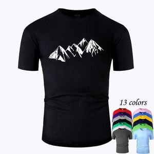tees d'art achat en gros de Ligne de montagne Art O Col Coton T shirt Hommes et Femme Unisexe Summer manches courtes conçues T shirt décontracté M01037