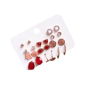 Wholesale red acrylic earrings for sale - Group buy Stud Sets Fashion Women Jewelry Accessories Metal Geometry Red Acrylic Earrings Set