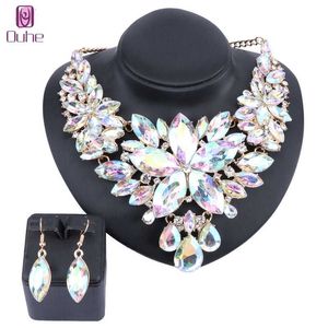 High Quality Crystal Choker Statement Necklace Earring Jewelry Set Wedding Gift Women Brides Prom Party