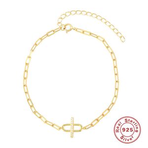 S925 Sterling Silver Paperclip Chain Charm Bracelets Bangle for Birthday Wedding Gift Vintage Adjustbale Bracelets Fine Jewerly G0916