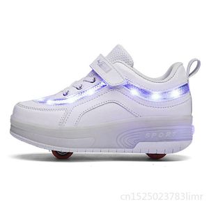 Sneakers USB Laddning LED Ljus Två Hjul Pojkar Flickor Roller Skate Casual Shoe With Kids Girl Sportskor