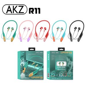 New arrival AKZ R11 Earphones With Flashlight Waterproof Sports Headset Wireless Earbuds Magnetic Neckband Earphone