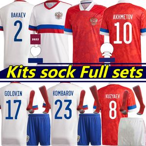 18 futbol üniforması toptan satış-2021 Rusya Futbol Formaları Eve Arshavin Miranchuk Zhirkov Erokhin Kombarov Smolov Futbol Gömlek Kitleri Çorap Tam Setleri Üniformalar