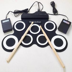 электронные наборы ударных оптовых-Party Masks Professional PADS Портативный цифровой USB Roll UP складной силиконовый электронный комплект барабанчиков с барабанными прутью игрушки для ног