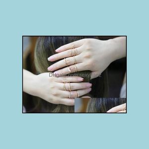 conjunto de anel de dedo do pé de ouro venda por atacado-Banda anéis de jóias moda vintage ouro anel conjunto combinar junta dedos set s348 drop entrega n7xsi