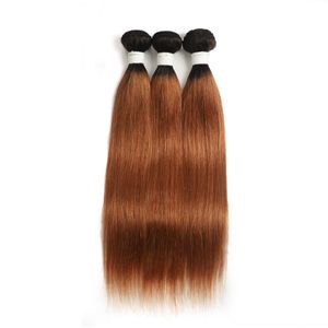 brazilian iki tonlu insan saç düz toptan satış-Ombre B Kahverengi Düz Saç Extenisons Paketler İki Ton B Bal Sarışın Brezilyalı İnsan Saç Dokuma