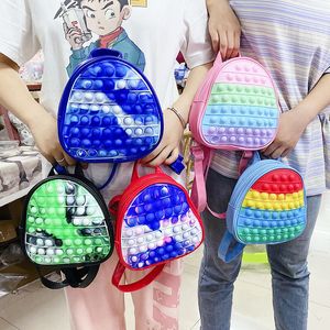 Wholesale fidget to resale online - 19CM Rainbow Tie Dye Fidget Backpack Bubble Toys Bag Push Bubbles Purses Kids Adult Sports Casual Shoulder Bags Handbag