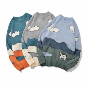 Wholesale korean fashion women new sweater resale online - New Men Cows Vintage Spring Sweaters Pullover Mens O neck Knitted Korean Fashions Streetwear Women Casual Harajuku Clothes Gsvu