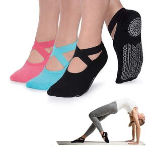 barre workout großhandel-Yoga Socken für Frauen rutschfeste Grips Riemen Verbandbaumwollsocke ideal für Pilates Pure Barre Ballet Dance Barefoot Training