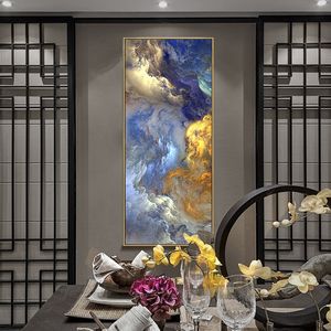 Wangart abstrakt färger orealistisk duk affisch blå landskap väggkonst målning vardagsrum vägg hängande modern konsttryck målade v2