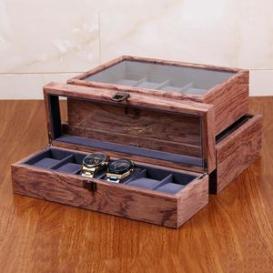 caixa de fabricantes venda por atacado-Caixas de relógio Capas Tan Yunzhiyuan Fabricante Spot Back Walnut Leather Jóias de madeira DisplayWatch Box