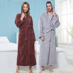 большая и высокая женская одежда оптовых-Мужские спящие одежды зимний махровый халат женщины мужское полотенце халат большой и высокий мужской ткань ванна спать кимоно халат