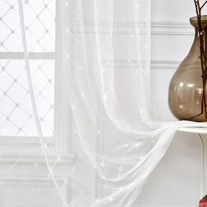 Curtain Drapes White Plaid Sheer Curtains For Living Room Bedroom Embroidered Diamond Elegant Organza Sliding Glass Door Window
