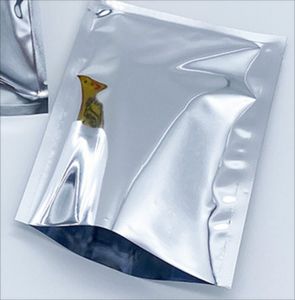 paquetes de almacenamiento al vacío al por mayor-500 unids cm Pequeñas bolsas de papel de aluminio de plata abierta Sello de calor Bolsas de vacío bolsa de vacío Secado Almacenamiento en polvo Almacenamiento Mylar Foil Embalaje Bolsas S2