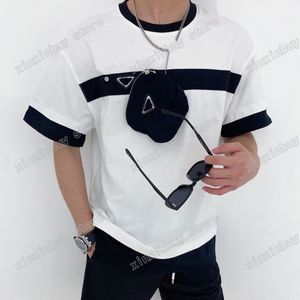 gri cebim tişörtleri toptan satış-21ss Erkekler Baskılı T Shirt Polos Tasarımcı Üçgen Etiket Cep Harfleri Baskı Paris Giysileri Erkek Gömlek Etiketi Gevşek Stil Siyah Beyaz Gri