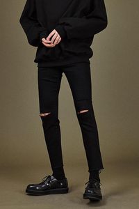 Męskie Dżinsy Letni Student s Black Casual Koreański Trend Slim Fit Mały Dzielnica Nogi Spodnie