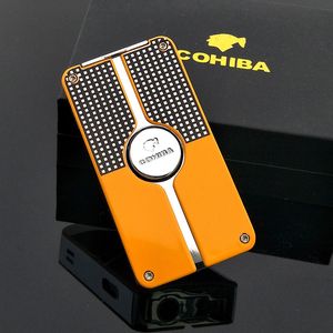 High quality COHIBA cigar lighter jet torch blue flame metal gas inflatable punch promotion price