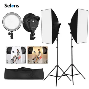 Wholesale softboxes lighting for sale - Group buy Selens Studio Photography Softbox LED Light Kit With Inches Softboxes W Bi color Temperature With Light Stand Carry Bag