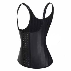 Populaire voorkant en middelste cm stalen bot mat rubber corset voor dames slanke schouderriem corset zwart