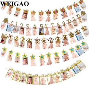Wholesale boy girls picture resale online - weigao st garland baby shower first birthday girl boy party monthly picture months photo props year