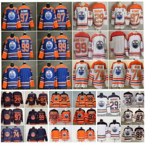 2021 Odwróć Retro Connor McDavid C Wayne Gretzky Hockey Koszulki Edmonton Oilers Leon Dralaitl Orange Blue Szyte Jersey Classic Alternate Navy S XXXL