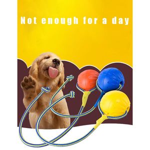 Zabawki dla psów żucia PC zęby niezniszczalne ugryzienie gumowe szczeniak śmieszne treningowe piłka żuć grać fetch stałe z liną nośną pet