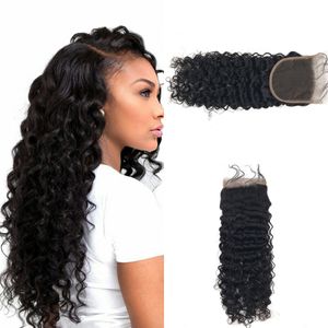 5x5 brazilian hair lace closure venda por atacado-Brazilian Human Hair Wave Wave Virgem Cabelo x5 Lace Fechamento Com Cabelo Bebê inch Natural Preto Em Estoque