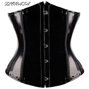 corsets shaper venda por atacado-Bustiers Espartilhos Gótico Fetish Black Underbust Espartilho PVC Vinil Bustier Lace Up Top Punk S XL Corpo Shaper
