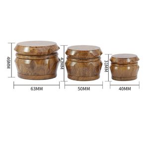 Wholesale hard wood for smoking for sale - Group buy Drum Style Hard Herb Grinder for Tobacco MM Piece Acrylic Smoking With Wooden Wood Crusher Leaf Color Dark and light