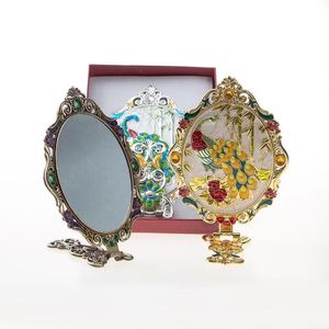 ayna masa dekoru toptan satış-Aynalar Vintage Antika Ayna Nordic Tarzı Yatak Odası Masaüstü Katlanır Makyaj Soyunma Masa Ev Eşyaları Dekor