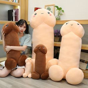 seksi simülasyon toptan satış-Trick penis peluş oyuncak simülasyon erkek dick plushie gerçek hayat penis peluş kucaklama yastık kız arkadaşı için seksi ilginç hediyeler doldurulmuş