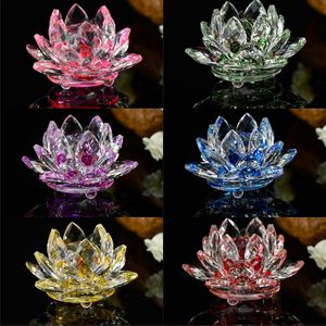 Crystal Glass Lotus Candle Holders Flower Candle Tea Light Holder mm Tealight Buddhist Wedding Bar Party Candlestick
