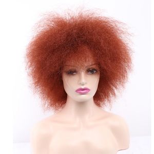 natural wigs black men оптовых-Синтетические парики Amir Afro kinky Кудрявые парик короткие волосы для женщин природа черная коричневая блондинка красный омбре прямые люди