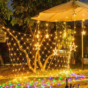 yılbaşı ışıklarını asıyor toptan satış-Dizeleri LED Net Dize Işıkları Bağlanabilir Örgü Peri Lambaları Modu Su Geçirmez Asılı Dekoratif Aydınlatma Noel Süslemeleri