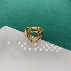 Hollow Round Band Ring Letter Pattern Jewelry Simple Style Gold Wide Rings Classic Adjustable Open Ring For Unisex