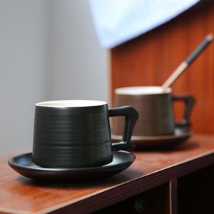 Wholesale grade six resale online - Cups Saucers ml Ceramic Coffee Cup And Saucer Set Six Color Optional Simplicity Without Spoon High grade Cappuccino Latte Mugs