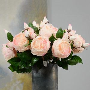 Decoratieve bloemen kransen cm stks kunstbloem pioen thee rozen camellia zijde faux planten boom tak bladeren huis tuin bruiloft dec