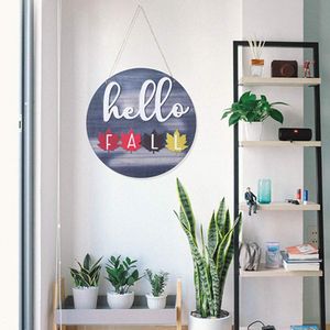 Party Supplies Wood Seasonal Welcome Wall Hanging Interchangeable Round Door Sign Front Doors Home with Season Ornaments WY1419