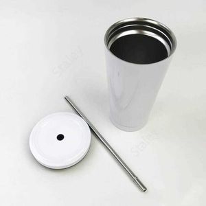 Tumblers Blank Sublimation Slim Cup Straight Cups Coffee Mugs With Lid Straw Stainless Steel Vacuum Cup Mugs Water Bottle DAT320