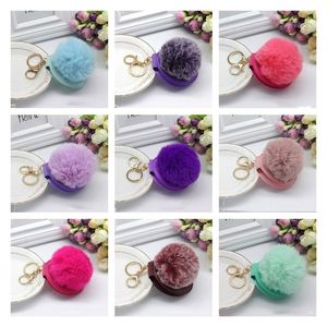 Wholesale novelty mirrors resale online - Novelty Plush ball key chain Puff Mirror Keychains Car Bag Christmas Party Favor Styles T2I52401
